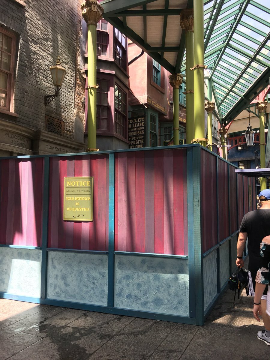 Construcción en el Callejón Diagon de Universal Orlando (Agosto de 2018)